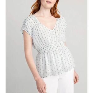 Old Navy White Blue Print Peplum Top XL NWOT